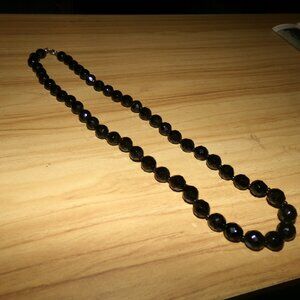 vintage black glass beaded necklace.